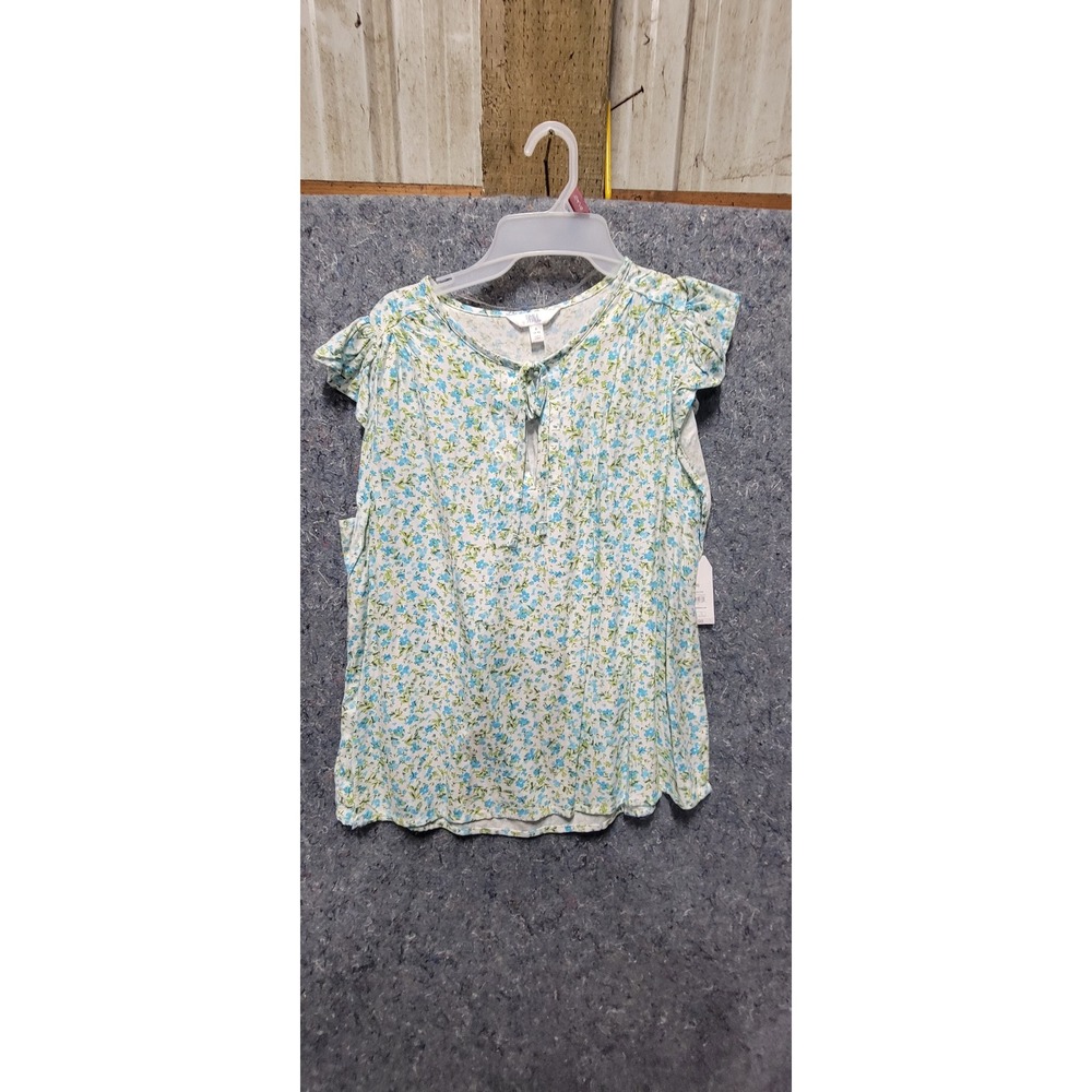 Women‎ Time & Tru Woven Ruffle Tank Blouse White Size Small (4-6)